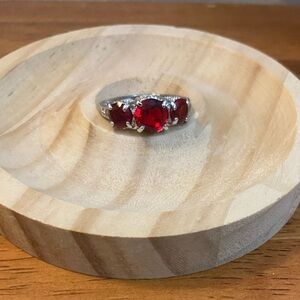 NEW Classic Ruby red 3-stone ring